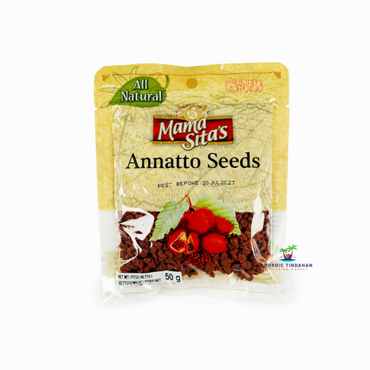 Mama Sita’s Annatto Seeds 50g – natural annatto seeds used to add color and mild flavor to dishes.