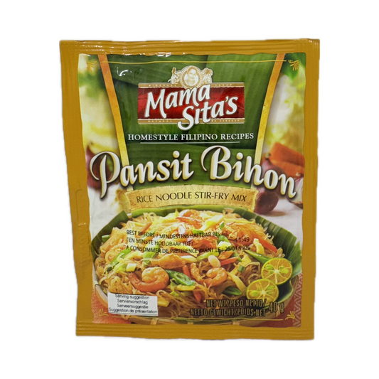 Mama Sita's Pansit Bihon 40g Spicemix – aromatic Filipino spice mix for preparing traditional pansit bihon stir-fry noodles. Perfect for an authentic Filipino meal.