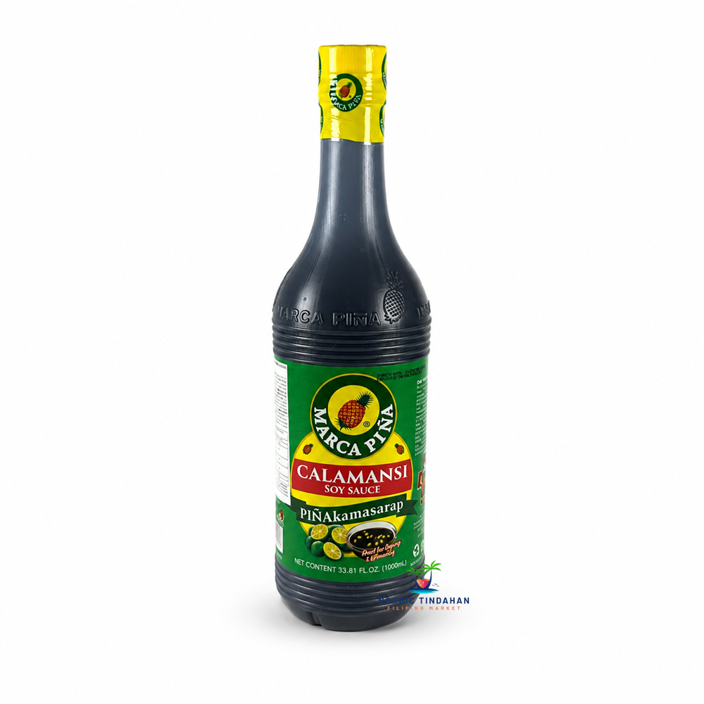 Enhance your favorite dishes with Marca Piña Calamansi Soy Sauce 1000ml. This classic Filipino condiment combines rich soy sauce with the refreshing citrus flavor of calamansi, creating a balanced blend that is perfect for marinades, dipping sauces, grilled meats, seafood, and everyday cooking. A versatile pantry staple that brings authentic Filipino flavor to every meal.