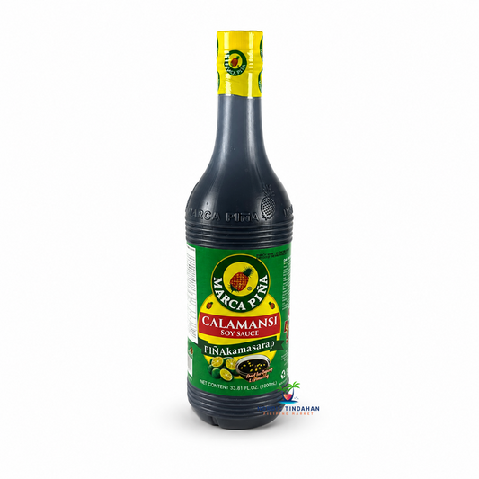 Enhance your favorite dishes with Marca Piña Calamansi Soy Sauce 1000ml. This classic Filipino condiment combines rich soy sauce with the refreshing citrus flavor of calamansi, creating a balanced blend that is perfect for marinades, dipping sauces, grilled meats, seafood, and everyday cooking. A versatile pantry staple that brings authentic Filipino flavor to every meal.