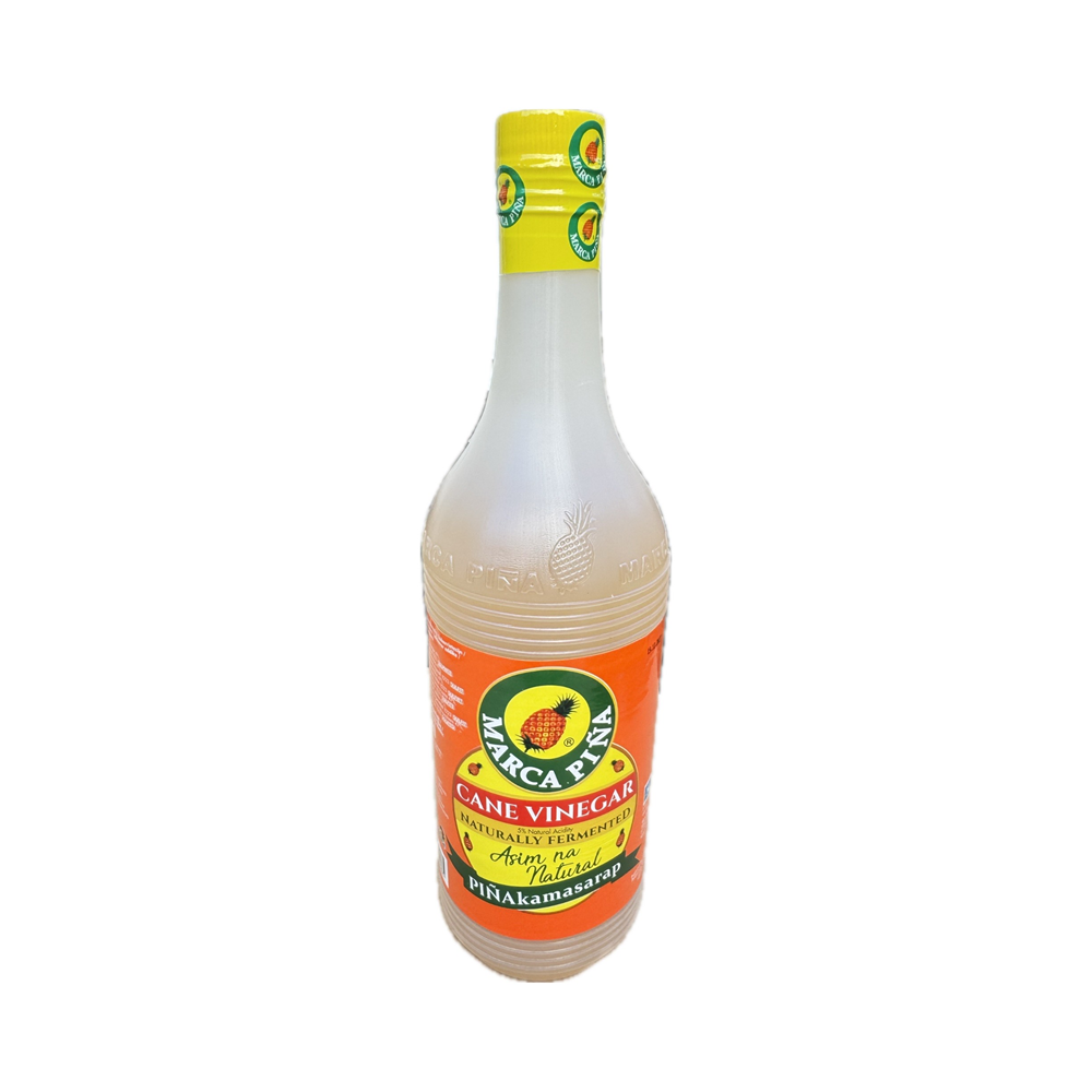Marca Piña Cane Vinegar 1L bottle – pure sugarcane vinegar with a tangy flavor, ideal for marinades and Filipino dishes.