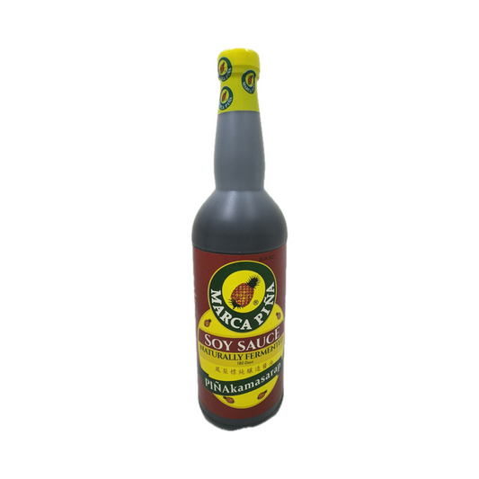 Marca Piña Soy Sauce 750ml – A Filipino soy sauce made from fermented soybeans and wheat, offering a balanced umami flavor, perfect for Filipino dishes like adobo.​