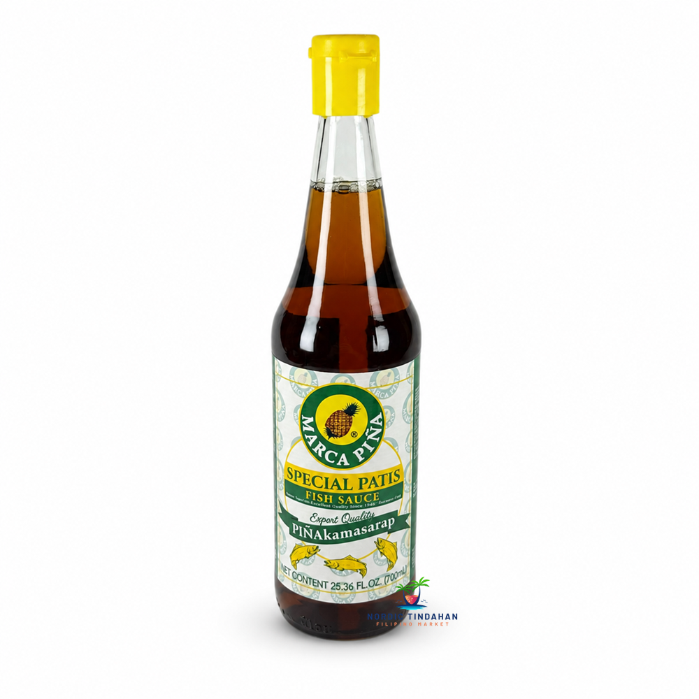 Add authentic Filipino flavor to your dishes with Marca Piña Special Patis Fish Sauce 700ml. This traditional fish sauce delivers a rich umami taste that enhances soups, marinades, dipping sauces, stir-fries, and classic Filipino recipes. A versatile kitchen staple, perfect for bringing depth and savory flavor to everyday cooking.