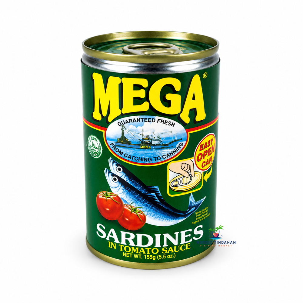 Enjoy the delicious taste of Mega Sardines in Tomato Sauce 155g. Made from freshly caught sardines and packed in rich, flavorful tomato sauce, this Filipino pantry staple is perfect for quick meals, rice dishes, sandwiches, pasta recipes, and everyday cooking. A convenient and nutritious source of protein that brings authentic Filipino flavor to your table.