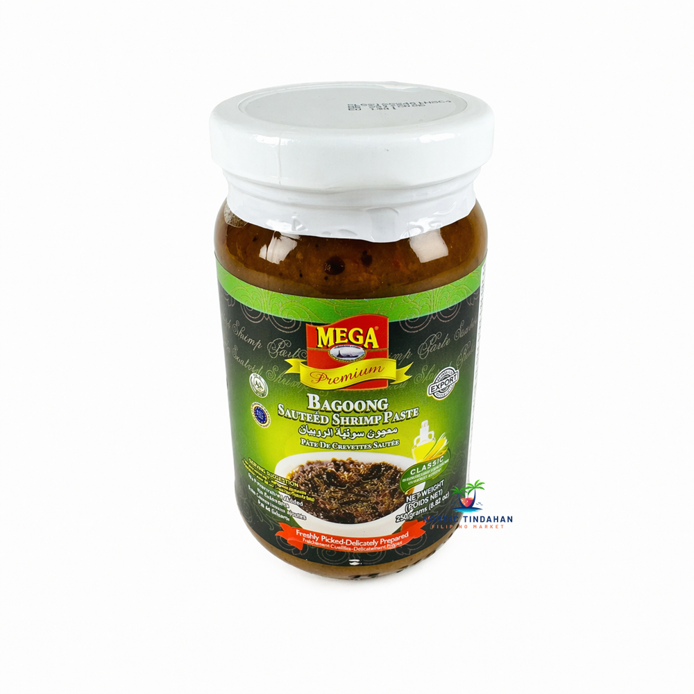 Mega Sauteed Shrimp Paste 250g jar – savory Filipino bagoong made from shrimp, perfect for seasoning and dipping.