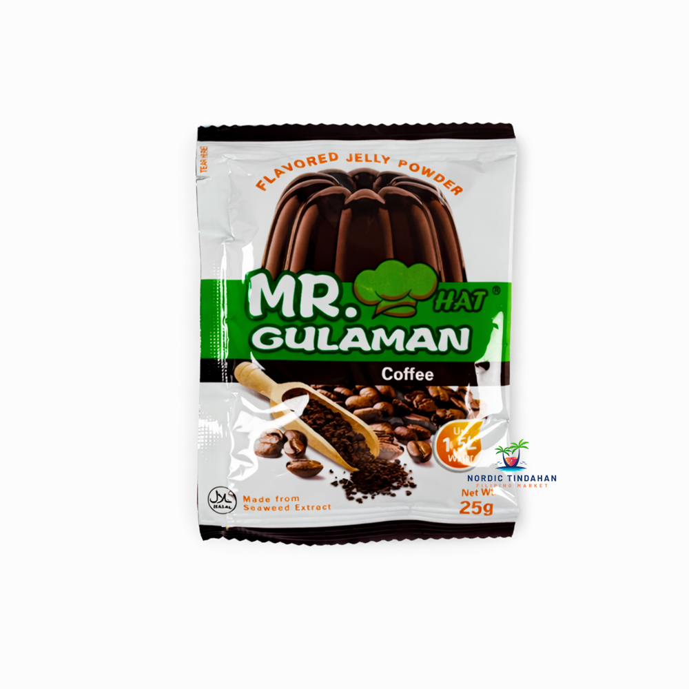 Mr. Hat Gulaman Coffee Flavored Jelly Powder 25g – flavored jelly powder made from seaweed extract for making coffee-flavored gelatin dessert.
