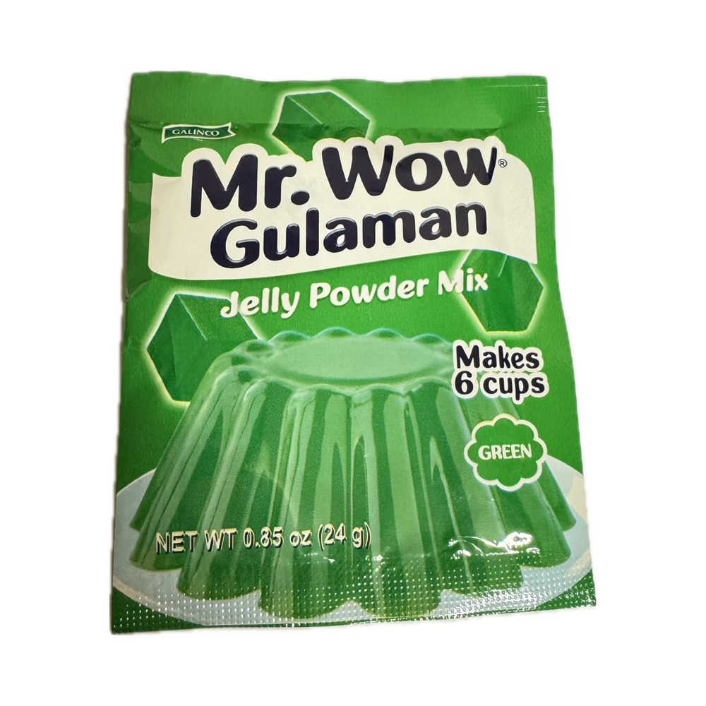 Mr. Wow Gulaman Green jelly powder 10x24g box – green gelatin dessert mix