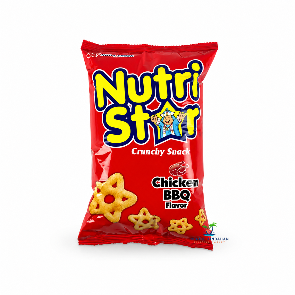 Enjoy the delicious crunch of Nutri Star Crunchy Snack Chicken BBQ Flavor 60g. These crispy star-shaped corn snacks are coated with a savory chicken barbecue seasoning, delivering a bold and satisfying flavor in every bite. Perfect for lunchboxes, parties, or snacking anytime.