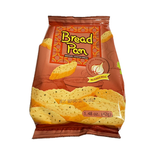 Oishi Bread Pan Toasted Garlic 42g – crunchy garlic-flavored bread chips snack
