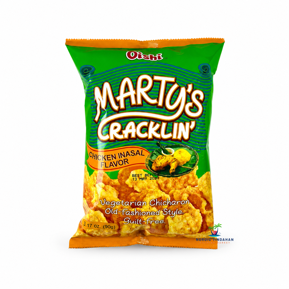 Oishi Marty’s Cracklin’ Chicken Inasal Flavor Vegetarian Chicharon 90g