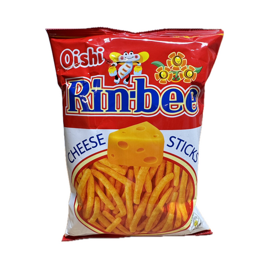 Oishi Rinbee Cheese Sticks 85g pack, crunchy snack sticks with cheesy flavor, perfect for snacking anytime