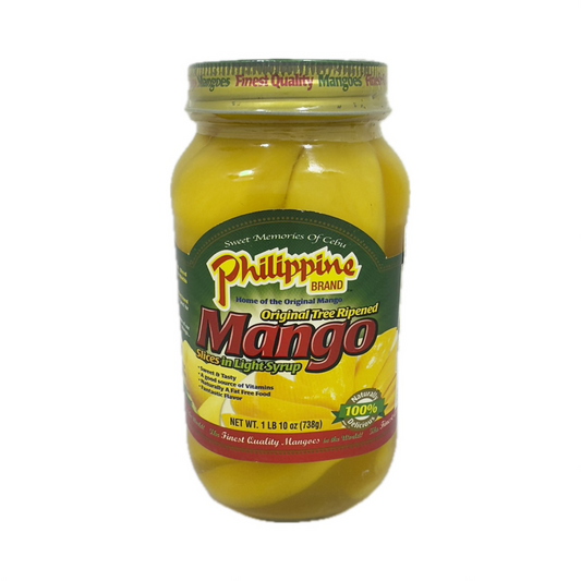 Philippine Brand Mango Slices in Syrup 738g – Sweet and tender mango slices preserved in light syrup, perfect for desserts, toppings, or enjoying straight from the can.​