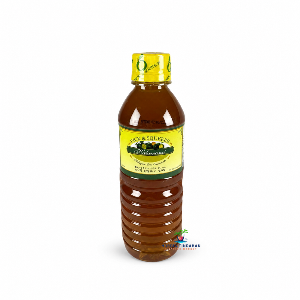Pick & Squeeze Kalamansi is a Filipino lime concentrate made from kalamansi, a citrus fruit widely used in Filipino cuisine. Its tangy and refreshing citrus flavor is perfect for drinks, marinades, sauces, dipping sauces and everyday cooking. A versatile Filipino pantry essential for adding authentic kalamansi flavor.