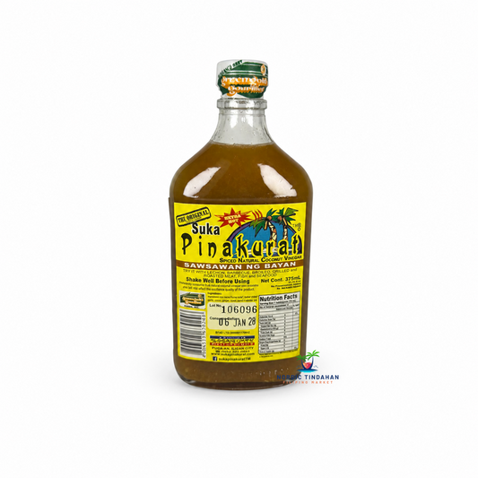 Pinakurat Spiced Natural Coconut Vinegar Extra Hot is an authentic Filipino spiced coconut vinegar infused with chili peppers, garlic, ginger, and aromatic spices for an extra spicy kick. Perfect as a dipping sauce, marinade, or condiment for lechon, grilled meats, seafood, fried dishes, and traditional Filipino cuisine.