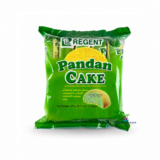 Enjoy the light and fragrant taste of Regent Pandan Cake 10 x 20g. These individually wrapped soft sponge cakes are infused with the distinctive aroma of pandan, making them perfect for snacks, desserts, lunchboxes, or enjoying with coffee and tea.