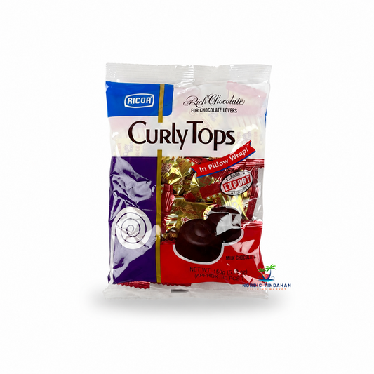 Enjoy the rich, creamy taste of Ricoa Curly Tops Milk Chocolates 150g. These bite-sized milk chocolates are individually wrapped for freshness, making them perfect for sharing, gifting, party treats, or satisfying your chocolate cravings anytime.