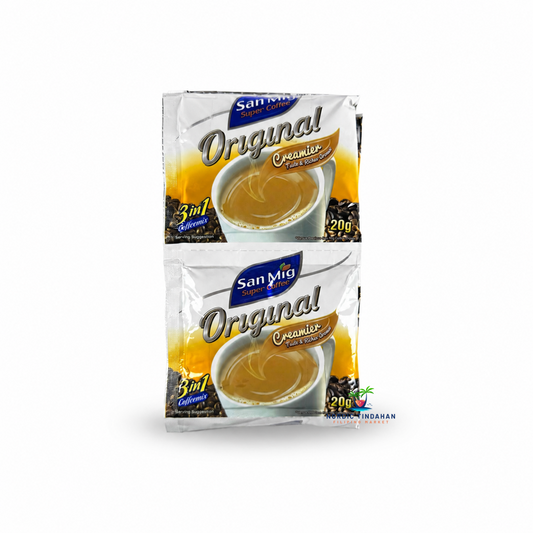 San Mig Super Coffee Original Creamy 3-in-1 is a smooth and creamy instant coffee mix with a rich coffee taste. The convenient 20g sachet makes it easy to prepare a comforting cup of Filipino-style instant coffee at home or at work.