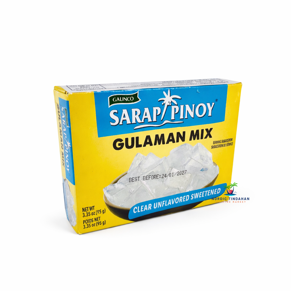 Sarap Pinoy Gulaman Mix Clear Unflavored – unflavored jelly powder for making clear gelatin desserts, ideal for drinks, fruit salads, and traditional recipes.