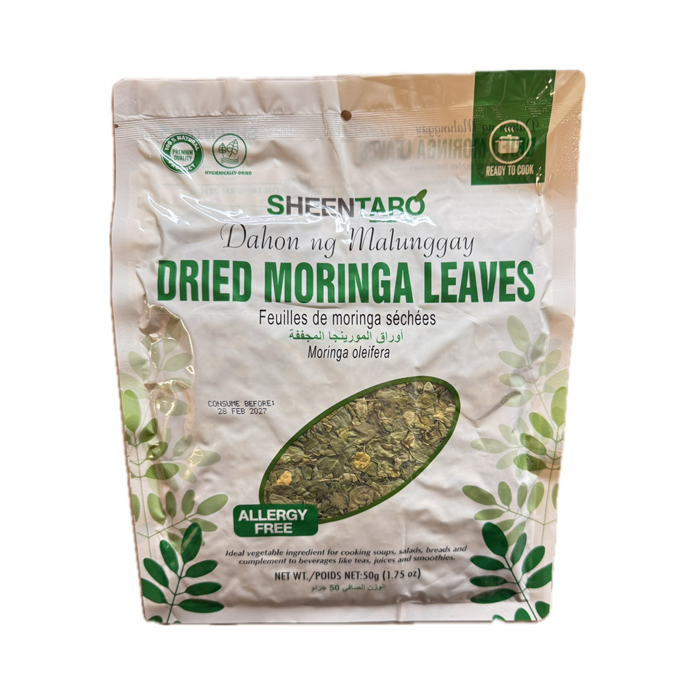 Sheentaro Dried Moringa Leaves 50g pack of healthy dried moringa leaves.