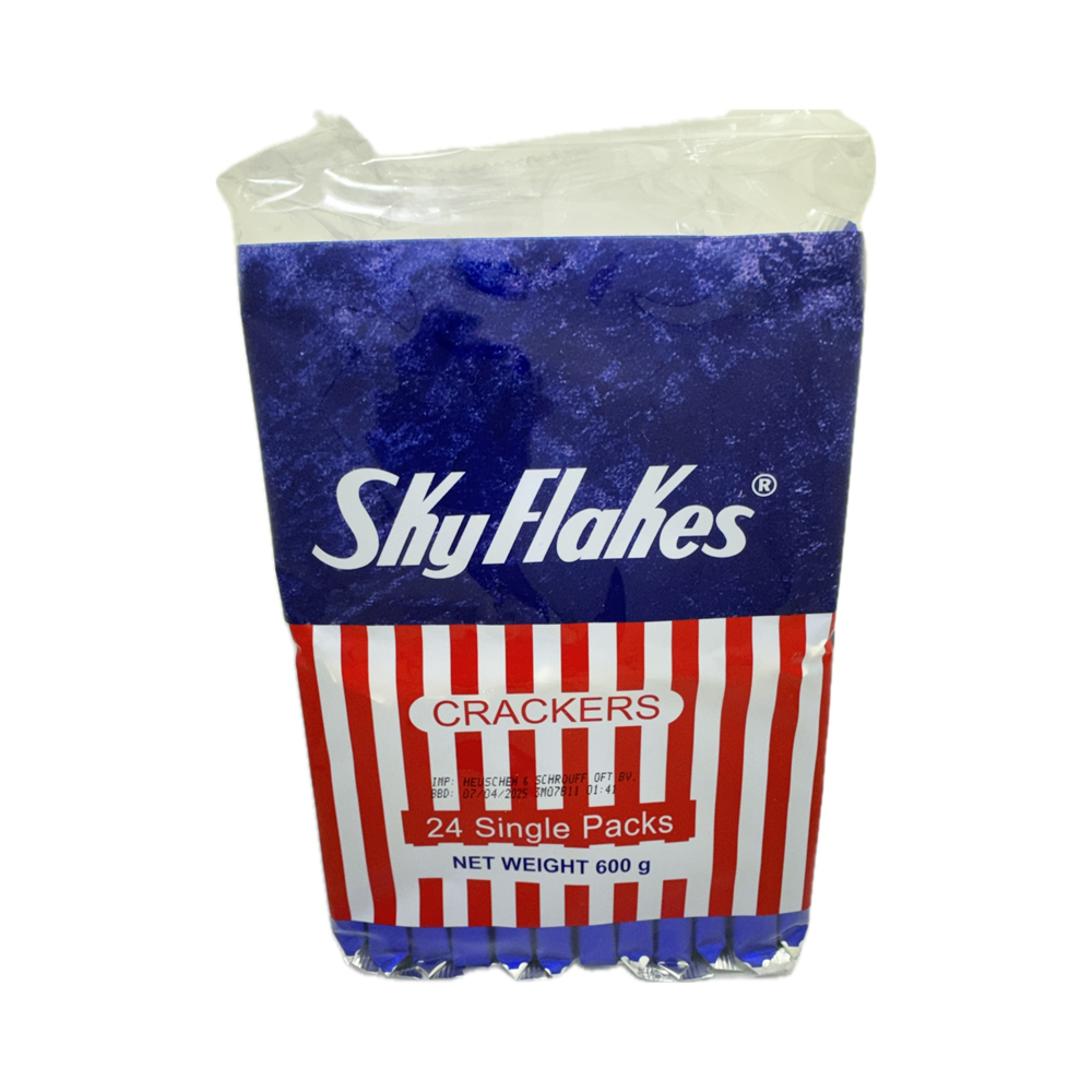 Skyflakes Crackers 600g (24x25g) – popular Filipino snack, light and crispy crackers, perfect for quick bites or pairing with meals. Available online at Nordic Tindahan.