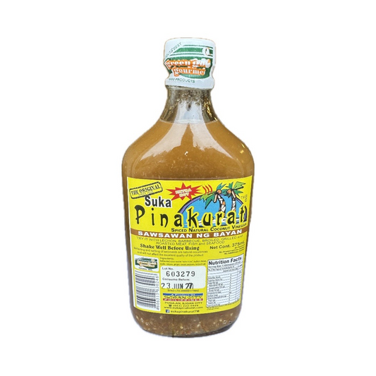 Suka Pinakurat 375ml - Filipino spiced vinegar made with chilies, garlic, and natural spices for dipping and cooking.