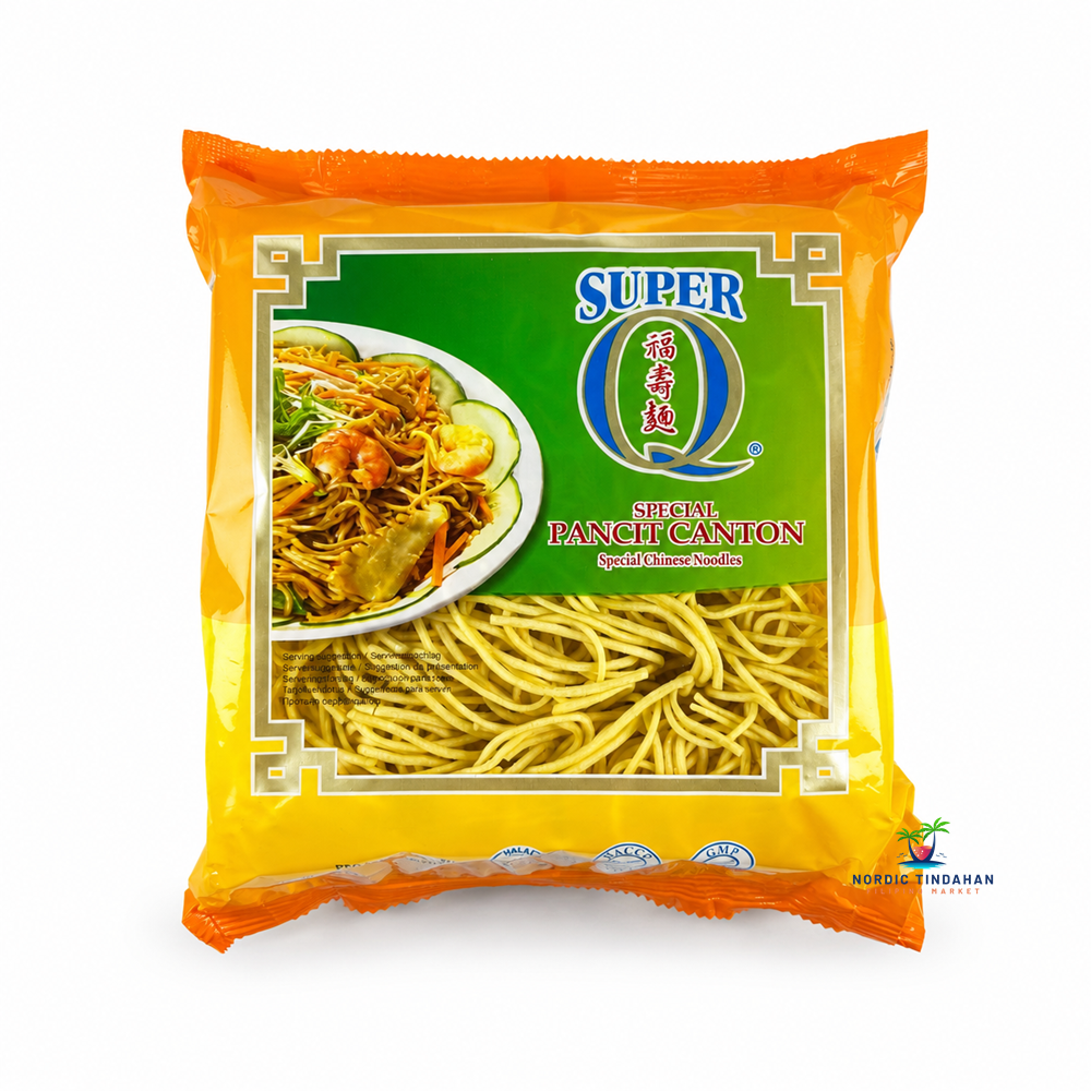 Super Q Pancit Canton Nuudelit 227g – Filipino-style noodles with savory flavors, perfect for a quick and delicious meal. Available online at Nordic Tindahan Filipino market.