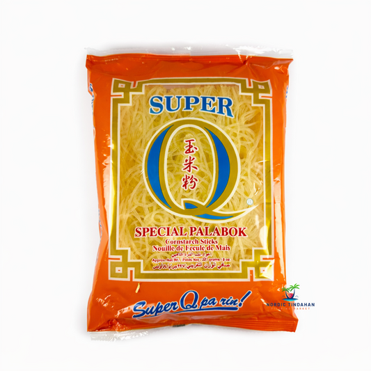 Super Q Special Palabok Cornstarch Sticks – dried cornstarch noodles commonly used for making palabok and other noodle dishes.