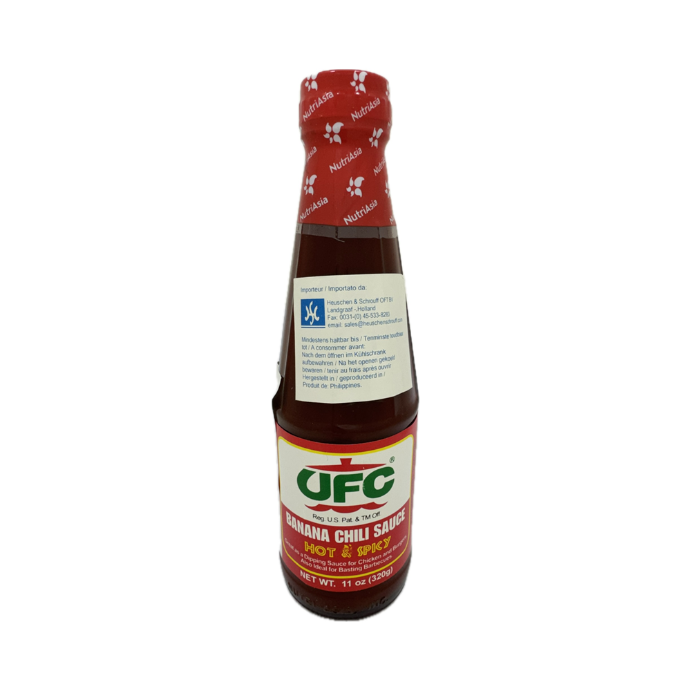UFC Banana Chili Sauce Hot 320g – Filipino spicy banana sauce perfect for grilling, dipping, and enhancing various dishes.