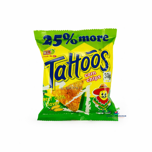 W.L. Tattoos Corn Chips Sweet Corn Snack 30g – Crispy Filipino Corn Chips