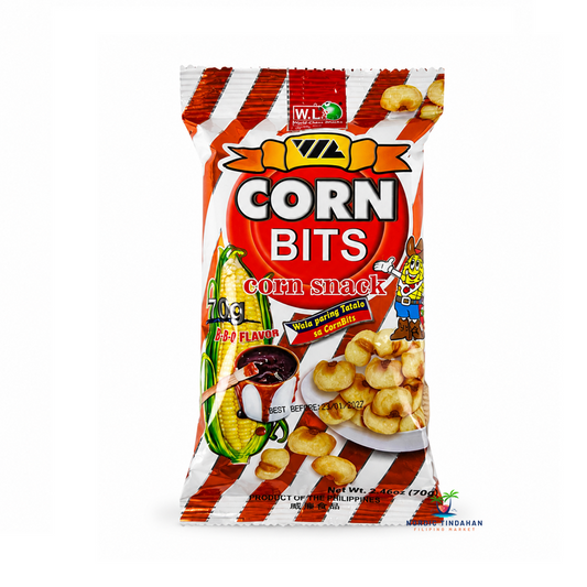 Enjoy the rich smoky taste of W.L. Corn Bits BBQ Flavor 70g, a popular Filipino corn snack made from crunchy roasted corn kernels and coated with savory barbecue seasoning. Perfect for snacking, sharing with friends, or satisfying your craving for a bold and flavorful crunchy treat.